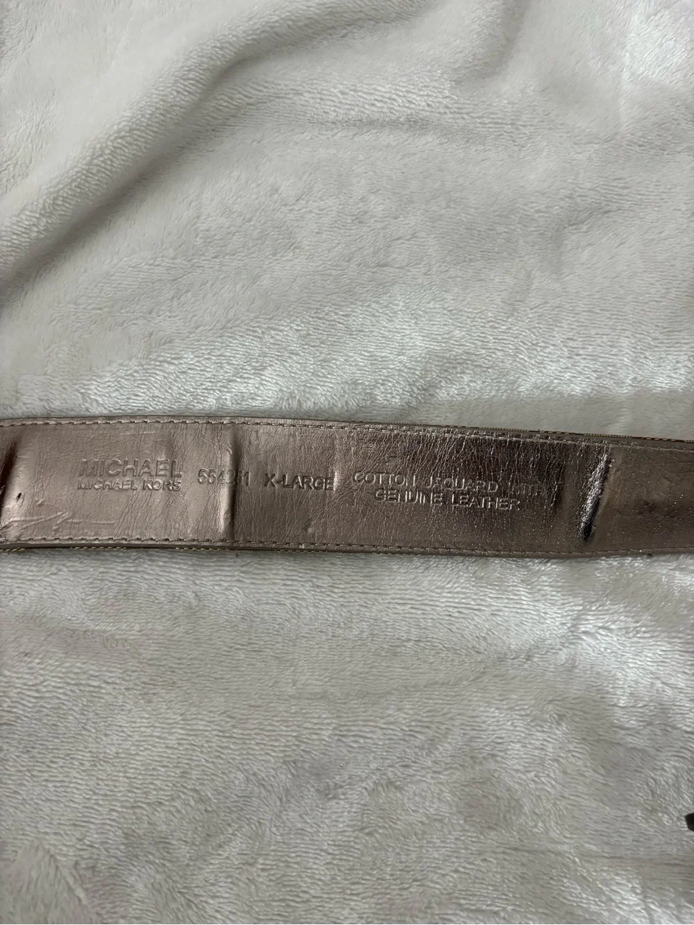 MICHAEL Michael Kors Tan MK Signature Logo Belt with Silver Buckle